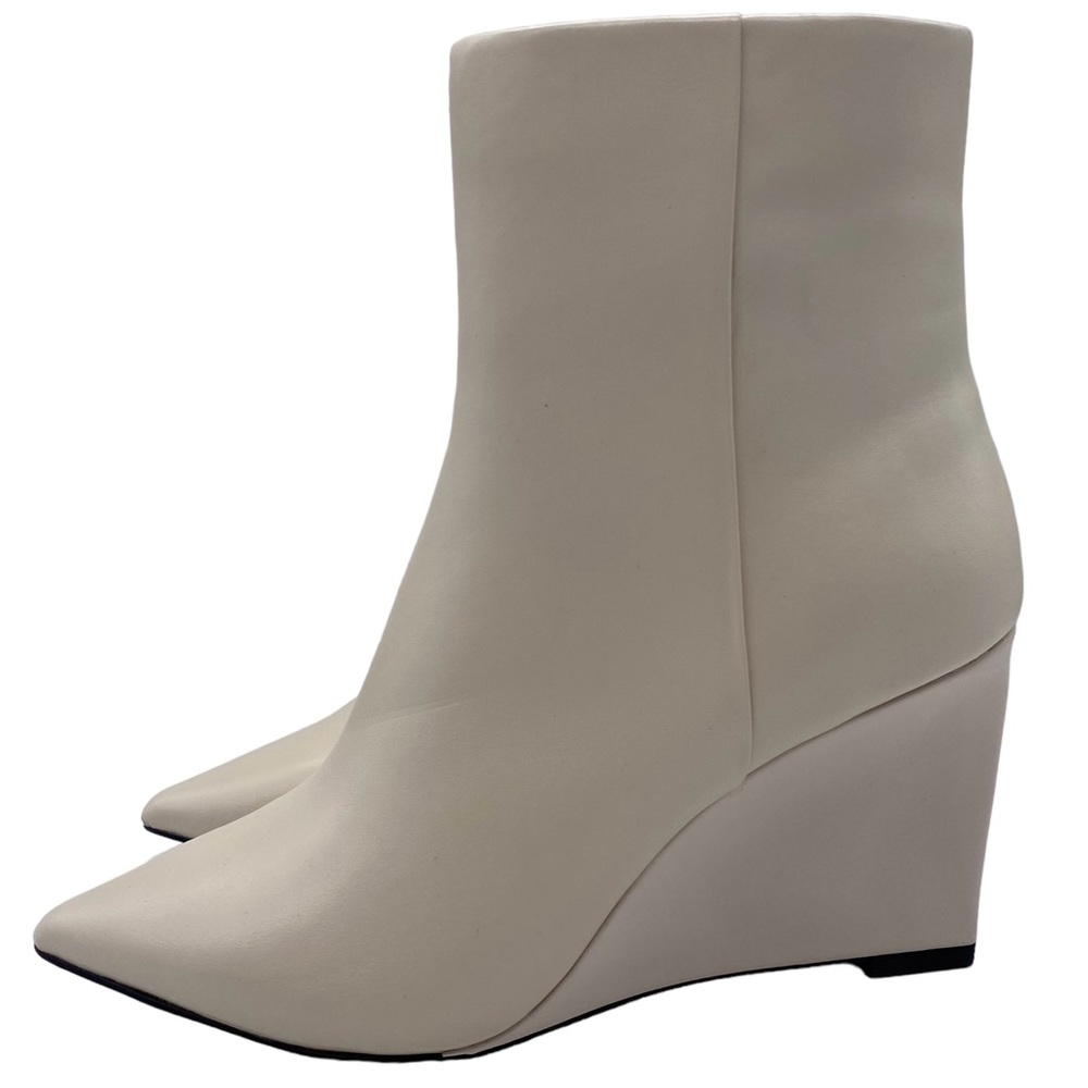 Sanctuary Women's Boots Pacer White Leather Ankle Wedge Zip Point Toe Size 6.5 - Picture 10 of 10